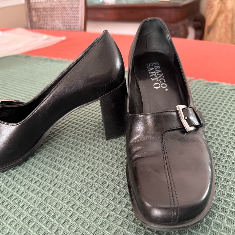 Franco Sarto Black Buckle Heels